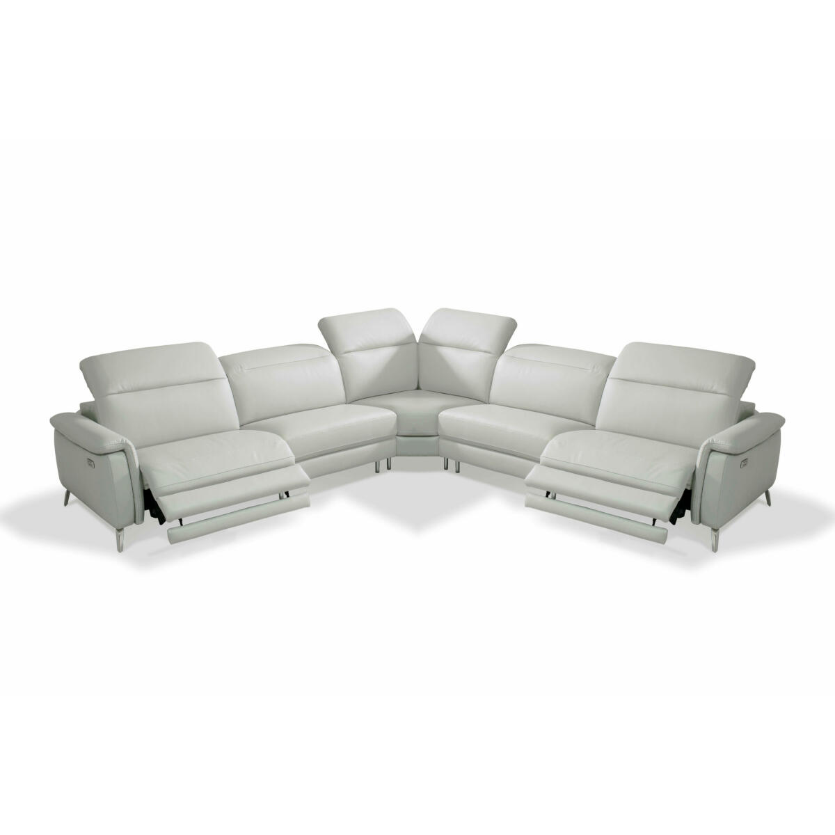 Oxford Grey Leather Power Reclining Sectional Sectionals Bellini Modern Living 30