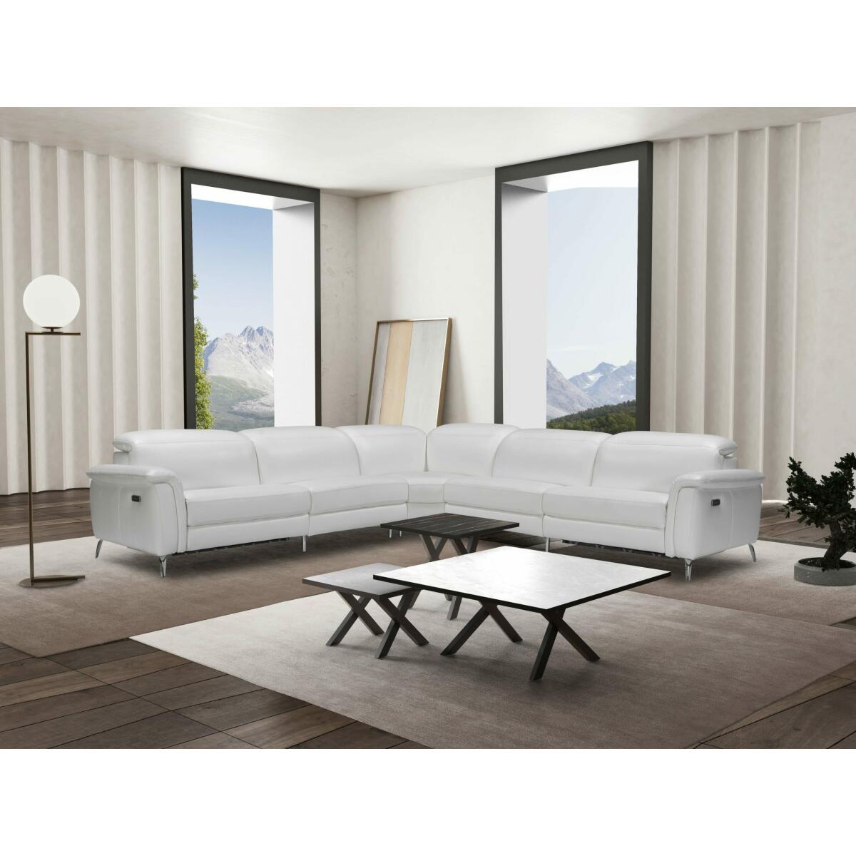Oxford Grey Leather Power Reclining Sectional Sectionals Bellini Modern Living 29